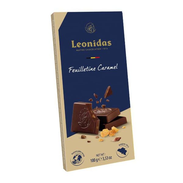 Σοκολάτα πλάκα Leonidas 100 γρ. Dark Caramel Feullentine